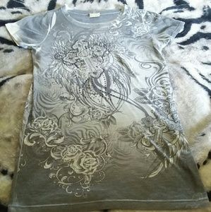 Daytrip Cross Rose Rhinestone Print T-Shirt